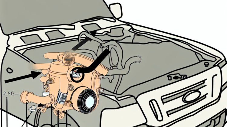 where is thermostat located on 2002 ford ranger 2 3